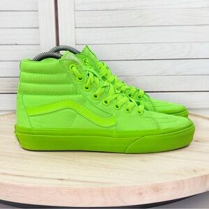 Vans SK8 Hi Neon Nylon Canvas High Top Sneakers Lime Green Size 5 Men 6.5 Women